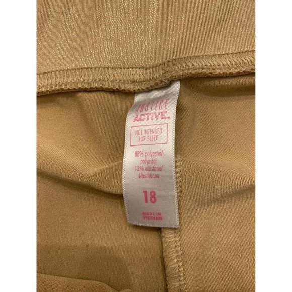 Justice active gold spandex shorts, size 18, small snag (bin G) - Picture 4 of 5